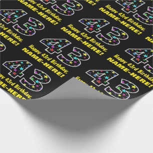 Alles Gute zum 43. Geburtstag, Fun Colorful Stars  Geschenkpapier