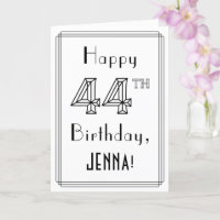 Alles Gute zum 44. Geburtstag, Art-Déco-Stil mit I