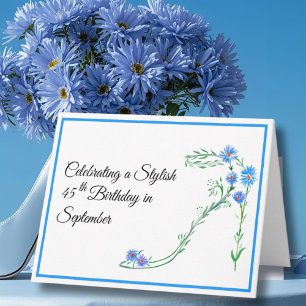 Alles Gute zum 45. Geburtstag im September, Blaue Karte