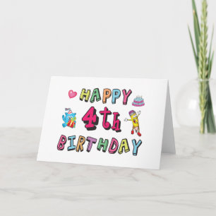 Alles Gute zum 4. Geburtstag. 4 Jahre alt. Karte