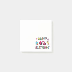 Alles Gute zum 4. Geburtstag. 4 Jahre Geburtstag. Post-it Klebezettel