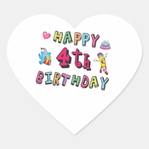 Alles Gute zum 4. Geburtstag. 4 Jahre täglich. Herz-Aufkleber