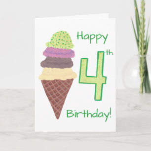 Alles Gute zum 4. Geburtstag 4 Kugeln Grußkarten Karte