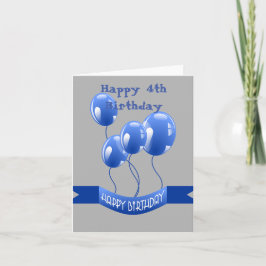 Alles Gute zum 4. Geburtstag Blaue Luftballons Karte