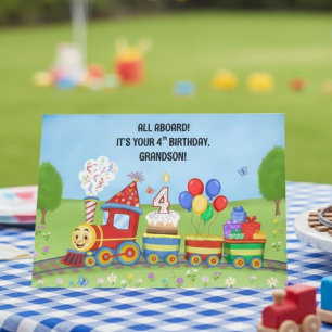 Alles Gute zum 4. Geburtstag Enkel Geburtstag Zug Karte