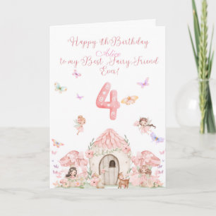 Alles Gute zum 4. Geburtstag, rosa Feen Geburtstag Karte