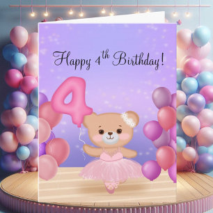 Alles Gute zum 4. Geburtstag Teddybär Ballerina au Karte