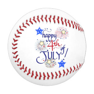 Alles Gute zum 4. Juli! mit Feuerwerk und Sternen Baseball