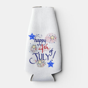 Alles Gute zum 4. Juli! mit Feuerwerk und Sternen Flaschenkühler