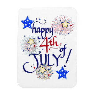 Alles Gute zum 4. Juli! mit Feuerwerk und Sternen  Magnet