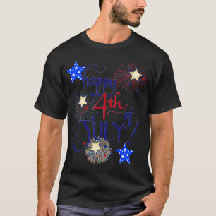 Alles Gute zum 4. Juli! mit Feuerwerk und Sternen T-Shirt
