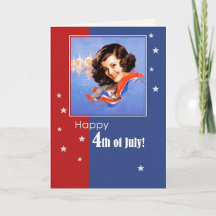 Alles Gute zum 4. Juli. Retro-Button Karte