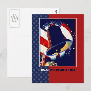 Alles Gute zum 4. Juli. Vintag Liberty Bell Patrio Postkarte