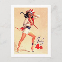 Alles Gute zum 4. Juli. Vintages Button Postkarte