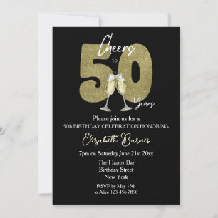 Alles Gute zum 50. Geburtstag Black Gold Geburtsta Einladung