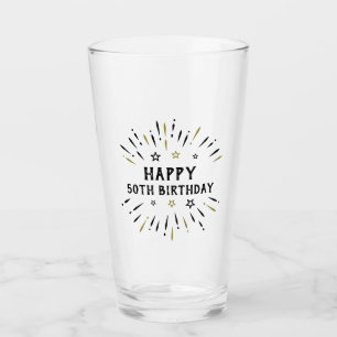 Alles Gute zum 50. Geburtstag Feuerwerk Schwarz un Glas