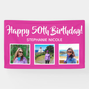 Alles Gute zum 50. Geburtstag Pink Personalisiert  Banner