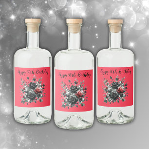 Alles Gute zum 50. Geburtstag Rote und Schwarze Ro Alkoholflaschenetikett