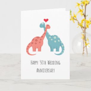 Alles Gute zum 50. Hochzeitstag Niedliche Dinosaur Karte
