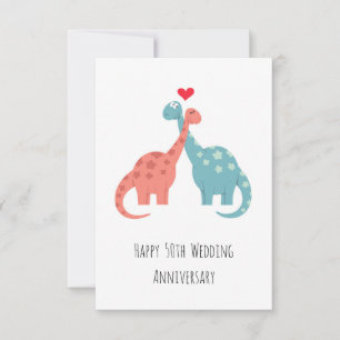 Alles Gute zum 50. Hochzeitstag Niedliche Dinosaur Karte