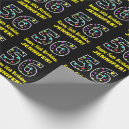 Alles Gute zum 56. Geburtstag, Fun Colorful Stars  Geschenkpapier