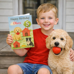 Alles Gute zum 5. Geburtstag Junge / Süße Hunde Gr Karte