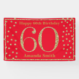 Alles Gute zum 60. Geburtstag Banner Rot und Gold 