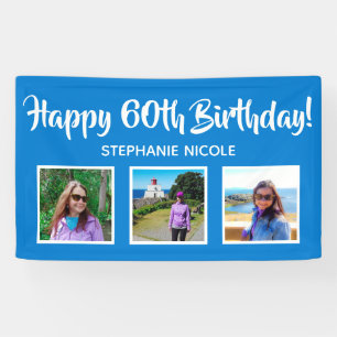 Alles Gute zum 60. Geburtstag Blau Personalisiert Banner