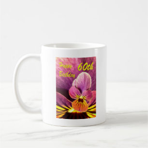 Alles Gute zum 60. Geburtstag Blume Pansy Kaffeetasse
