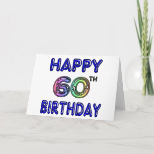 Alles Gute zum 60. Geburtstag in Ballon Schriftart Karte