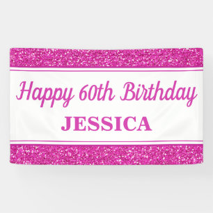 Alles Gute zum 60. Geburtstag Pink Glitzer Banner