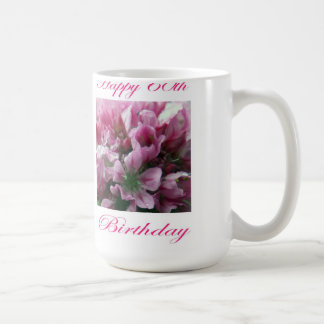 Alles Gute zum 60. Geburtstag Rosa und Grüne Blume Tasse