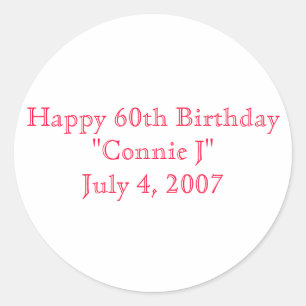 Alles Gute zum 60. Geburtstag Runder Aufkleber