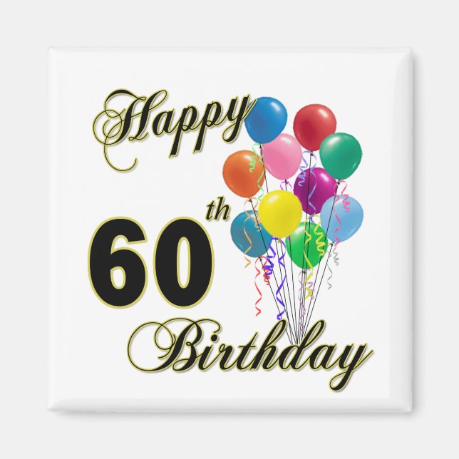 Alles Gute zum 60. Geburtstag und Geburtstagskleid Magnet (Vorne)