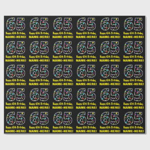 Alles Gute zum 65. Geburtstag, Fun Colorful Stars Geschenkpapier