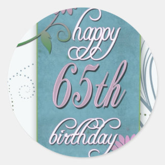 Alles Gute zum 65. Geburtstag mit lustigen Blume Runder Aufkleber