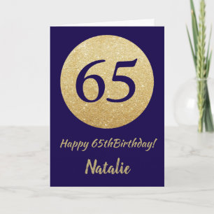 Alles Gute zum 65. Geburtstag Navy Blau und Gold G Karte