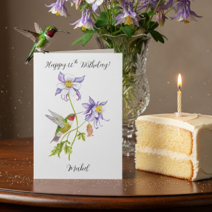 Alles Gute zum 66. Geburtstag Columbine mit Kolibr Karte