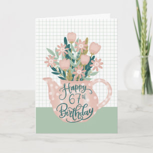 Alles Gute zum 67. Geburtstag mit Polka Dot Teapot Karte
