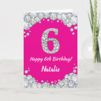 Alles Gute zum 6. Geburtstag Hot Pink und Silver G