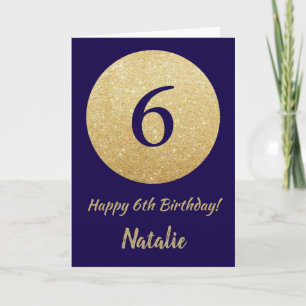 Alles Gute zum 6. Geburtstag Navy Blau und Gold Gl Karte