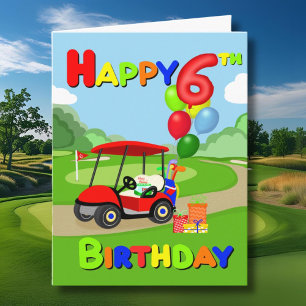 Alles Gute zum 6. Geburtstag Red Boys Golf Karte