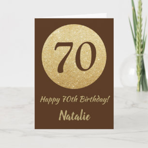 Alles Gute zum 70. Geburtstag Brown und Gold Glitt Karte