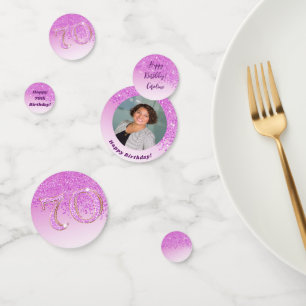 Alles Gute zum 70. Geburtstag Chic Falling Pink Gl Konfetti