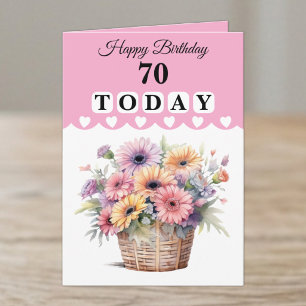 Alles Gute zum 70. Geburtstag heute Blumen rosa Karte