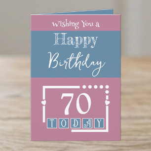 Alles Gute zum 70. Geburtstag heute pink blau Karte
