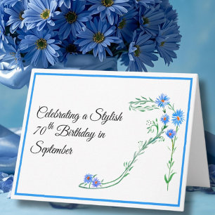 Alles Gute zum 70. Geburtstag im September, Blaue  Karte