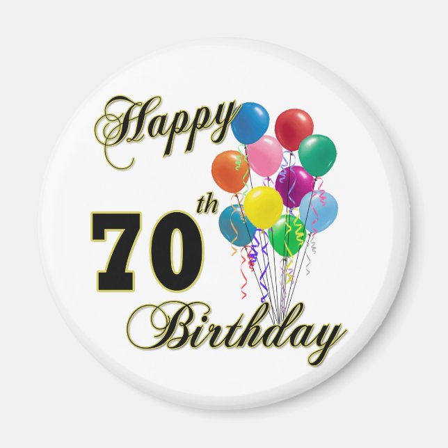 Alles Gute zum 70. Geburtstag und Geburtstagskleid Magnet (Vorne)