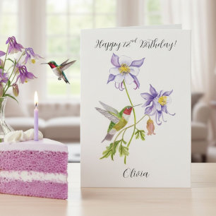 Alles Gute zum 72. Geburtstag Columbine mit Kolibr Karte