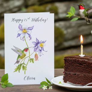 Alles Gute zum 73. Geburtstag Columbine mit Kolibr Karte